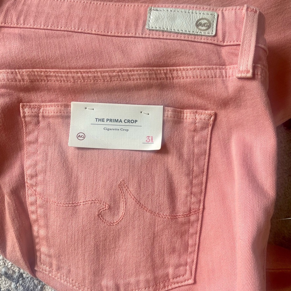 Ag Adriano Goldschmied Pink Ankle Cropped Jeans